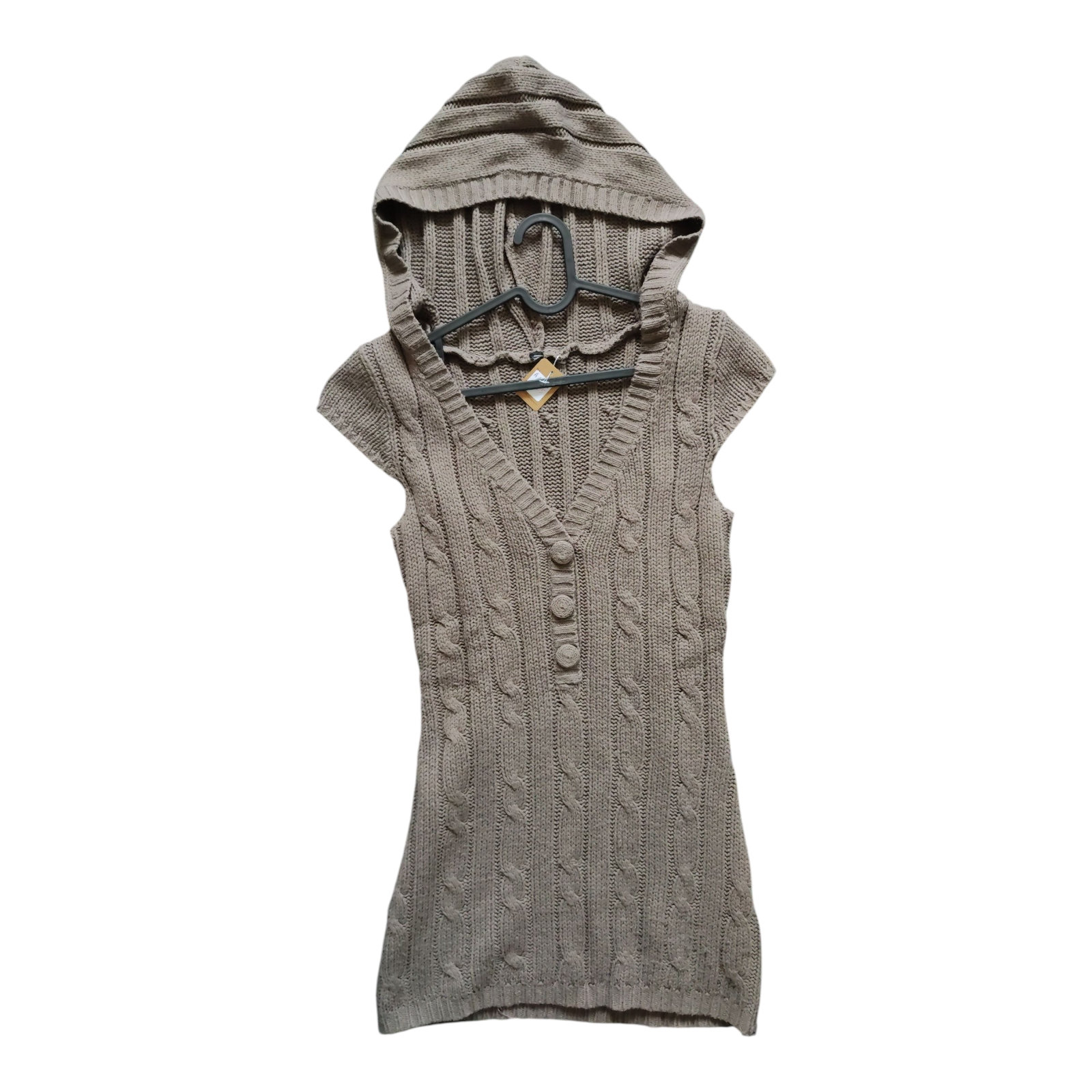 Damen Strick Long Top mit Kapuze - Unbekannt - 36